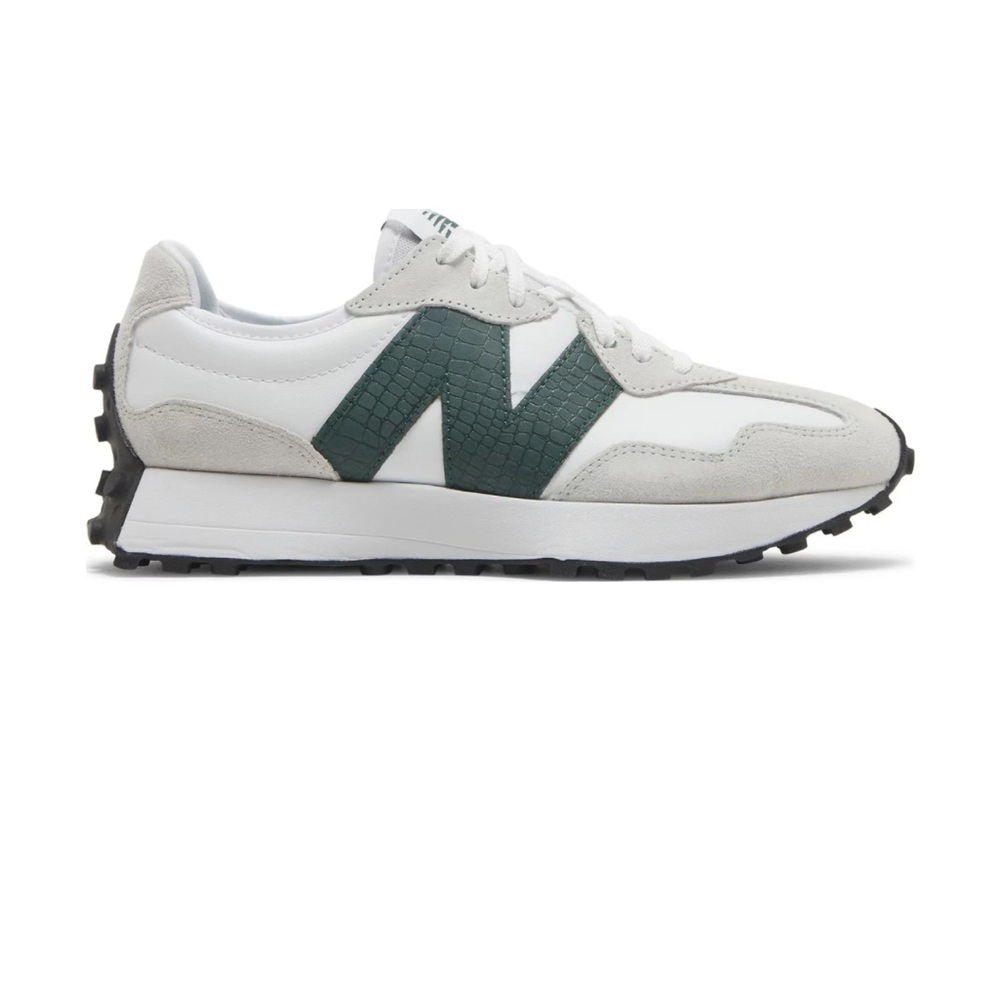 New Balance 327 Sneaker White Nightwatch Green Crocodile 7.5